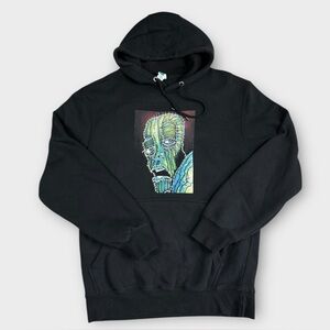 KKVENART Lane Seven Hoodie M Black Green Abstract Face Graphic Streetwear